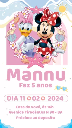 Convite Aniversário Minnie e Margarida Pool Party para Editar