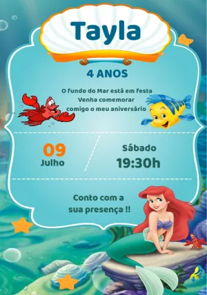 Invito di compleanno La Sirenetta – Statico – Convites Personalizados