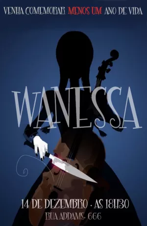 Convite de Aniversário Wandinha Addams para Editar Online