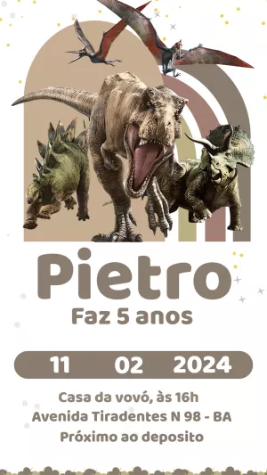 Convite de Aniversário Dinossauros Realistas para Editar Online