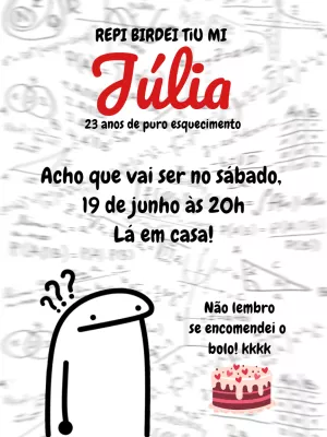 Convite de Aniversário Flork Meme Engraçado para Editar