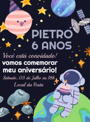 Invito di compleanno Astronauta – Statico – Decore Arte