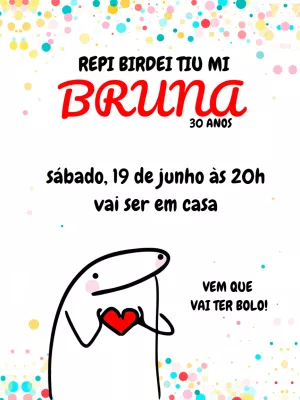 Convite de Aniversário Flork Meme Engraçado para Editar