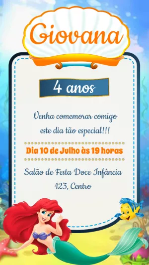 Invito di compleanno La Sirenetta – Statico – Idesign Personalizados