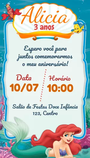 Invito di compleanno La Sirenetta – Statico – Idesign Personalizados