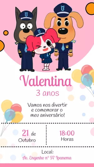 Convite Aniversário Detetive Labrador para Editar Online