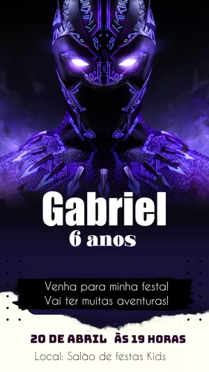 Convite de Aniversário Pantera Negra para Editar Online