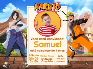 Convite de Aniversário Naruto com Foto para Editar Online