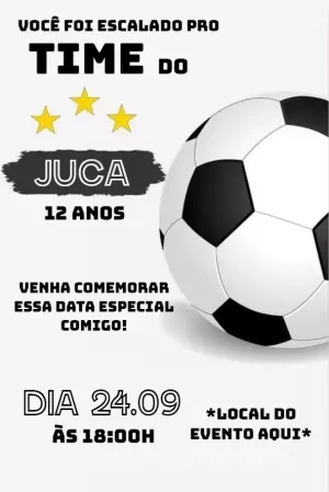 Convite de Aniversário Futebol Estilo Craque para Editar Online