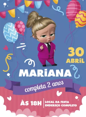 Convite Aniversário Poderosa Chefinha para Editar Online