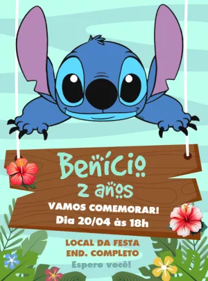 Invitación de cumpleaños Stitch – Estático – Decore Arte