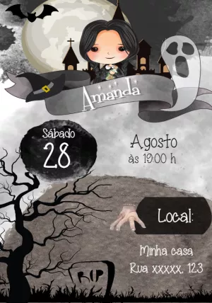 Invito di compleanno Mercoledì – Statico – Convites Personalizados