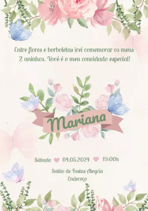 Convite Aniversário Jardim Encantado Aquarela para Editar
