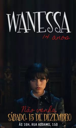 Convite de Aniversário Wandinha Addams para Editar Online
