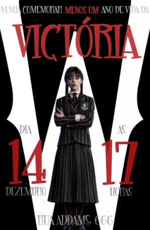 Convite de Aniversário Wandinha Addams para Editar Online