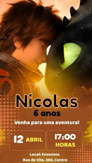 Convite Aniversário Como Treinar Seu Dragão para Editar Online