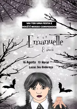 Invito di compleanno Mercoledì – Statico – Convites Personalizados