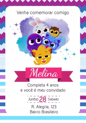 Invitación de cumpleaños Bolofofos – Estático – Julia B