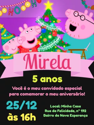 Convite de Aniversário Peppa Pig Natal para Editar Online