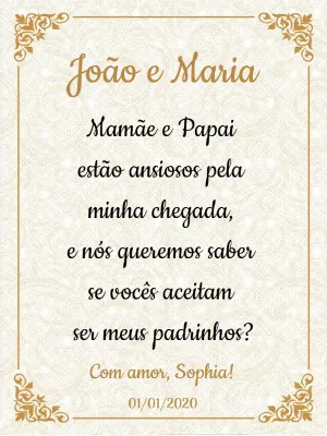 Convite para Padrinhos de Batismo Elegante para Editar Online