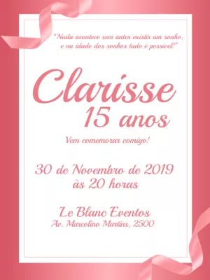 Convite de 15 Anos Rosa Delicado para Editar Online