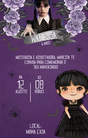 Invito di compleanno Mercoledì – Statico – Convites Personalizados