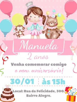 Invitation d'anniversaire Cirque – Statique – Bella Liz Convites