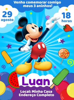 Mickey Mouse Birthday Invitation – Static – Decore Arte