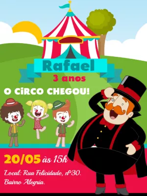 Invitation d'anniversaire Cirque – Statique – Bella Liz Convites