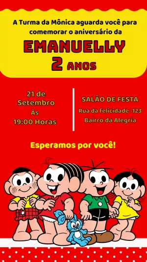 Turma da Mônica Birthday Invitation – Static – Studiocvdigital