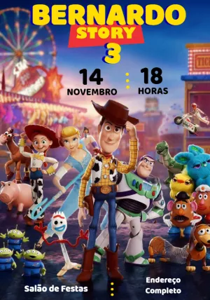 Convite de Aniversário Toy Story com Personagens para Editar
