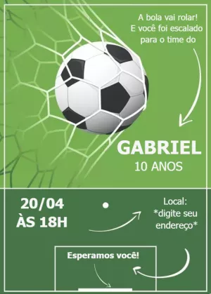 Convite de Aniversário Futebol para Editar Online