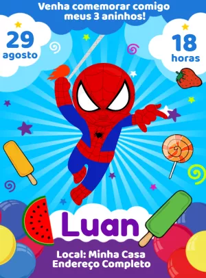Convite Aniversário Homem Aranha Toy para Editar Online