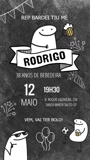 Convite de Aniversário Flork Boteco para Editar Online