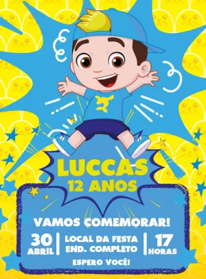 Convite Aniversário Menino Youtuber Editável Online