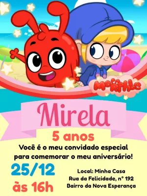 Convite de Aniversário Morphle e Mila para Editar Online