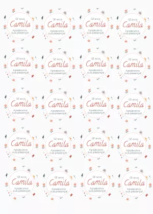 Tag de Aniversário Floral para Editar e Imprimir Online
