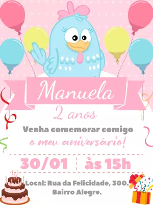 Galinha Pintadinha生日邀请函 – 静态 – Bella Liz Convites