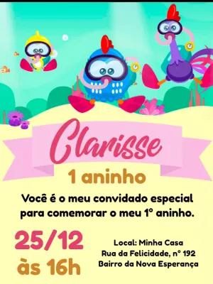 Convite Aniversário Galinha Pintadinha Fundo do Mar para Editar