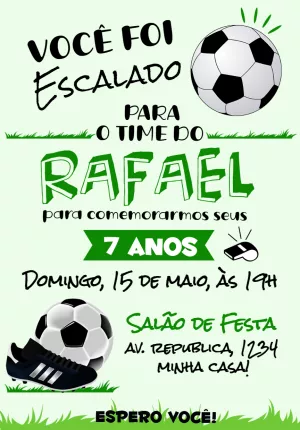 Convite Aniversário Futebol Masculino para Editar Online