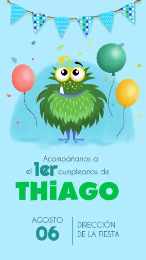 Invitación de Cumpleaños de Monstruo Divertido para Editar