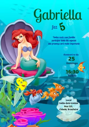 Invito di compleanno La Sirenetta – Statico – Samia designer