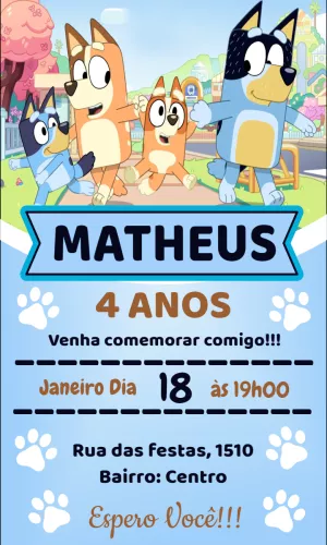 Invito di compleanno Bluey – Statico – Crazyume Designer