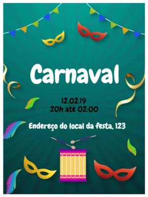 Convite de Carnaval com máscaras e confetes para Editar Online