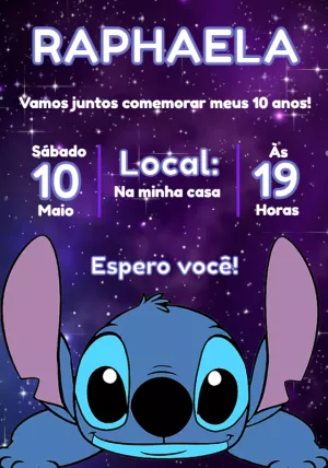 Invitación de cumpleaños Stitch – Estático – Convites e Artes Digitais