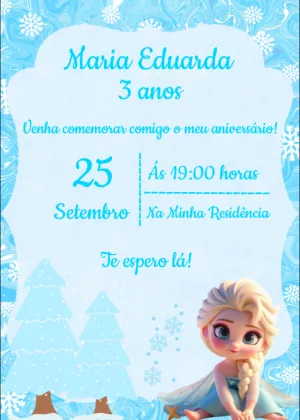 Convite Aniversário Frozen Baby com Elsa para Editar Online