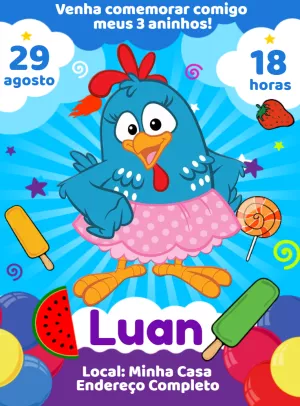 Galinha Pintadinha Birthday Invitation – Static – Decore Arte