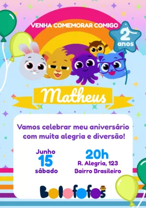 Invitación de cumpleaños Bolofofos – Estático – Julia B