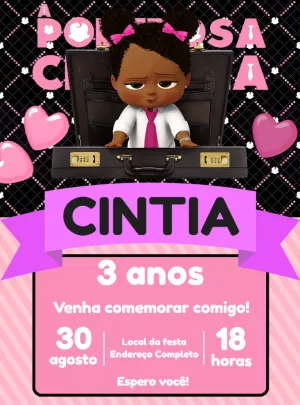 Convite Aniversário A Poderosa Chefinha Negra para Editar Online