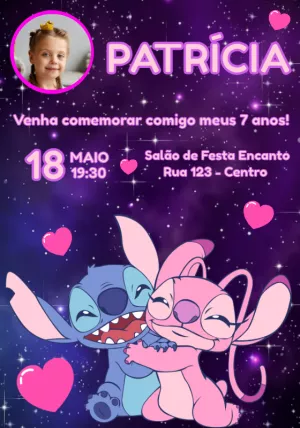 Invitación de cumpleaños Stitch – Estático – Convites e Artes Digitais